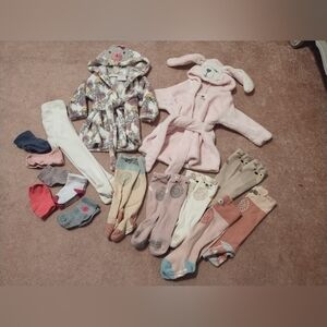 Baby Girl Bathrobes And Socks Bundle